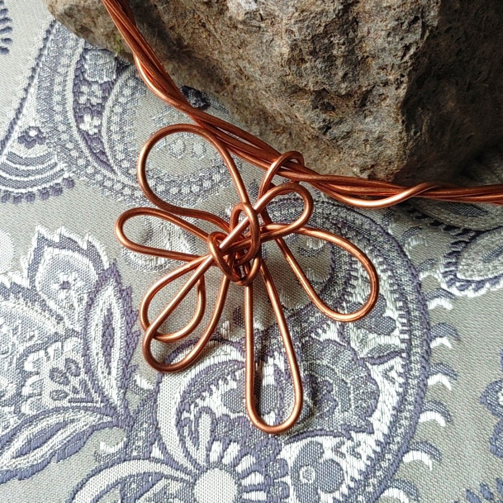 Artisan Handcrafted Copper Wire Necklace Pendant Set Copper Wire Jewelry NWT